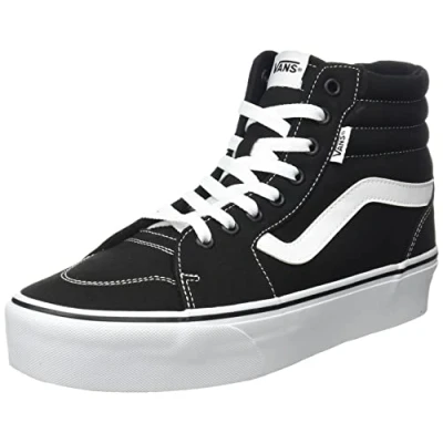Image de Vans Femme Filmore Hi Canvas Basket, Toile Noire et Blanche, 38.5 EU
