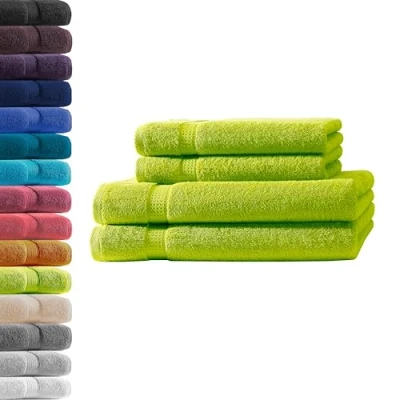 Image de Hometex Premium Textiles 2X Serviette de Douche + Vert Pomme 100% Coton éponge Norme ÖKO TEX qualité supérieure 500 g/m²