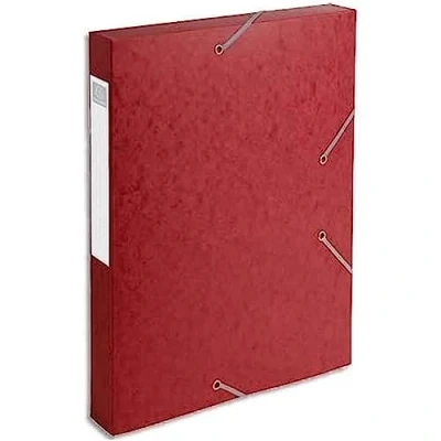 Image de Exacompta Réf. 14009H 1 boîte de classement avec élastiques CARTOBOX Livrée à plat Dos 4 cm Carte lustrée 7/10ème 600g/m² Dimensions 25x33cm Format classer A4 Coloris rouge