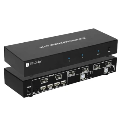Image de Techly IDATA DP KVM2 Noir commutateur écran, clavier et souris Commutateurs écran (4K Ultra HD, 3840 x 2160 pixels, USB, DisplayPort, USB Type A)