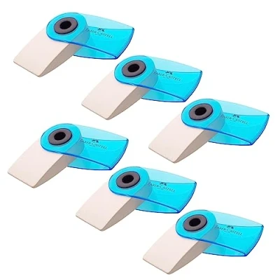 Image de Faber Castell 205050 Gomme Sleeve Mini, translucide, couleurs assorties (pas de choix couleur possible), 6 pièces