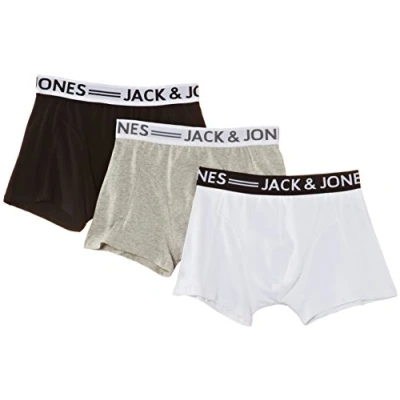 Image de Jack &amp; Jones Sense Mix 3 Pack Core 4 5 6 2014 Boxer uni Homme, Noir Noir, Large (Taille fabricant: L)