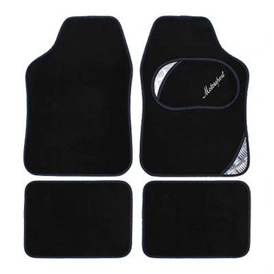 Image de JVL 01 930BL Lot de 4 Tapis Voiture universels avec Dos en PVC Noir/Bleu