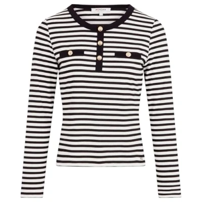 Image de Morgan Tshirt à manches longues, Femme, Taille: Small, Off white/noir