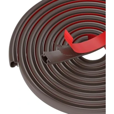 Image de Joint porte Fenetre isolation Froid et Phonique,Type D Caoutchouc de porte, TPE Autocollante en Bande D&#039;étanchéité, pour phonique Etancheite Entree (Marron, 7m)