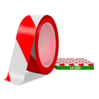Image de Amig Lot de 15 rubans balisage 500 m long x 70 mm large Rouge et Blanc Fabriqués en Polyéthylène Basse Densité (LDPE) Pour la délimitation des zones sécurité