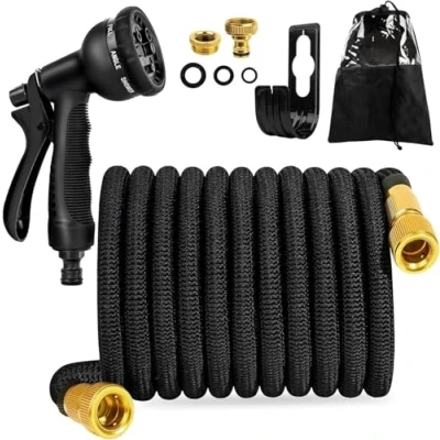 Image de FASCINATDECO Tuyau Arrosage Extensible 15m, d&#039;arrosage avec 8 Modes d&#039;arrosage, Connecteur en Laiton Massif Adaptateur 3/4&quot; et 1/2&quot; pour Jardin Lavage de Voiture