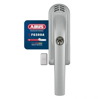 Image de ABUS Poignée de Fenêtre Verrouillable FG300A Verrou avec Cylindre Pression et Alarme, Verrouillage Différent Niveau Sécurité 7 71907 Argent