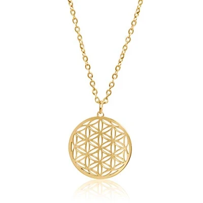 Image de Nuoli® Collier avec pendentif fleur de vie pour femme (45 + 5 cm réglable) femmes et filles, Acier inoxydable, Pas gemme