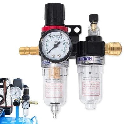 Image de yotutun Réducteur de pression d&#039;Air comprimé, Séparateur D&#039;Eau À Air Comprimé avec Manomètre filtre 1/4 &quot;régulateur Détendeur pour Compresseur et Outils