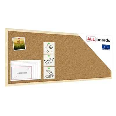 Image de ALLboards Tableau en Liège avec Cadre Bois 100x40 cm d&#039;Affichage Liège, pour Épingles