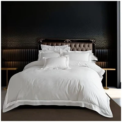 Image de GC GAVENO CAVAILIA Devore Housse de Couette Luxe Unie en Polycoton rayé, Polyester, Blanc/Blanc, Simple