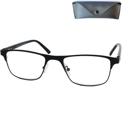 Image de Mini Brille Lunettes de Lecture en Métal à Verres Transparents Rectangulaires, Boite Lunette Inclus, Monture Acier Inoxydable Léger (Noir), Homme et Femme +2.5 Dioptrie