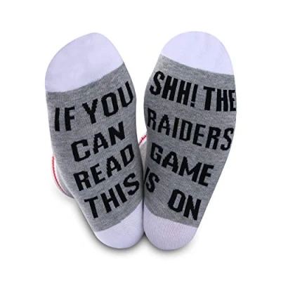 Image de Raiders Socks If You Can Read This The Game Is On Football Cadeau d&#039;anniversaire amusant Noir Medium