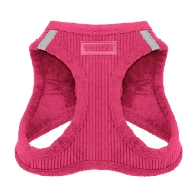 Image de Harnais pour chien Voyager Step In Plush by Best Pet Supplies petits et moyens chiens, Tissu molletonné, Fuchsia Côtelé, size L Poitrine 45 52 cm