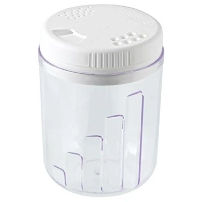Image de FACKELMANN Saupoudreuse à épices avec 3 ouvertures différentes, pot en plastique (couleur : blanc/transparent), quantité 1 pièce