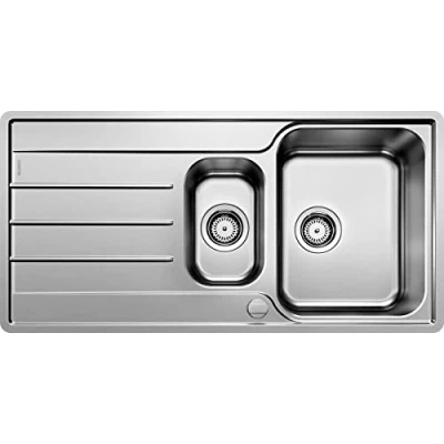 Image de BLANCO LEMIS 6 S IF Évier de Cuisine en Inox pour Meubles Bas 60 cm Large Cuve à Fond Plat et Bac Restes 523033