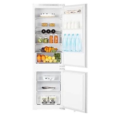 Image de Hisense Rib312F4Awe Réfrigérateur combiné à encastrer, technologie No Frost, capacité 246 L, éclairage LED, affichage électronique pour contrôle de la température, blanc, 54,5 x 54 177,2 cm, 57 kg