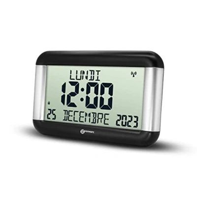 Image de Horloge Calendrier La Viso8 de Geemarc avec Réglage Automatique l’Heure et Grands Caractères pour Les Personnes Ayant Une Mauvaise Vue Fonctionne sur Pile sans Rétroéclairage Version FR