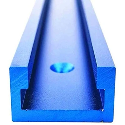 Image de T Track Rail 1000mm Bleu, Piste D&#039;onglet de Rainure en Alliage D&#039;aluminium, Slot Mitre Jig pour Scie à Table Bois, Routeur Table, Ajustement la vis T, guidage