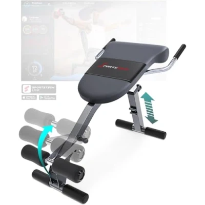 Image de SPORTSTECH Banc De Musculation Incliné 3 en 1 BRT200 Fitness, Et Renforcement Musculaire Design Antidérapant L.105 x l.53 H.64 cm Poids Max Utilisateur 130 kg
