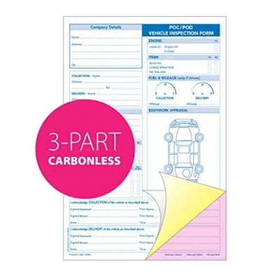 Image de POC &amp; POD Vehicle Inspection Pad, A4, 3 Parts Triplicate, Carbonless Paper (Product Ref 69882) [Pack 1]