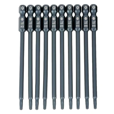 Image de 10pcs 100mm Long Torx tournevis Set alliage d&#039;acier 1/4&quot; tige hexagonale T10 magnétique Sets d&#039;embouts pour