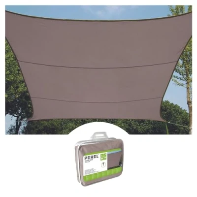 Image de Perel Voile d&#039;ombrage, Hydrofuge, 2 x 3 m, 160 g/m², Polyester, rectangulaire, Taupe