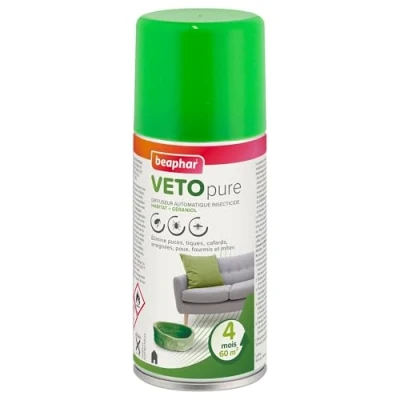 Image de BEAPHAR VETOPURE Diffuseur automatique insecticide habitation Tue les insectes volants, rampants, œufs et larves Permets de traiter 60m2 Protection 4 mois 150 ml