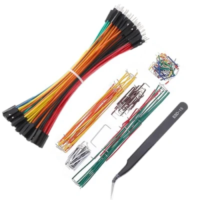 Image de Bestlus Breadboard Jumper Wires 20AWG Plus 140 Pieces U Shape Preformed And Assorted Kits ESD Tweezers, Bread board M/F 0.1&#039;&#039; Head Cable For Arduino (6&quot; / MF)