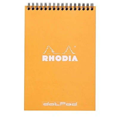 Image de RHODIA 16503C Notepad Bloc Notes à Spirale (Reliure Intégrale) Orange A5 14,8 x 21 cm Pointillés Dot 80 F Détachables Papier Clairefontaine g/m² Couverture en Carte Enduite Souple
