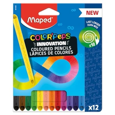 Image de Maped Crayons de couleur Color&#039;Peps Infinity 12 couleurs 100% mine colorée Pas besoin d&#039;affûter utilisable, zéro gaspillage