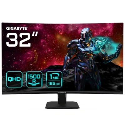 Image de Gigabyte GS32QC 31.5&quot; Moniteur de Jeu incurvé QHD 2560 x 1440 (QHD), 165Hz, 1ms, 300 CD/m², FreeSync Premium, prêt pour HDR, HDMI 2.0, DisplayPort 1.4