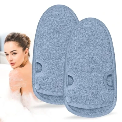 Image de 2 pièces Gant exfoliant, Enlève les Cellules Mortes de la Peau et Exfolie, Nettoie Pores en Profondeur Massage Gloves pour Femmes Hommes(Gris)