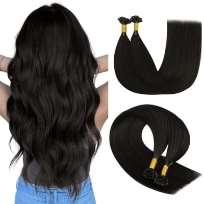 Image de YoungSee Extension Cheveux Naturel Keratine Brun Fonce 50 cm à la Kératine a Chaud Extensions 50brin/50g