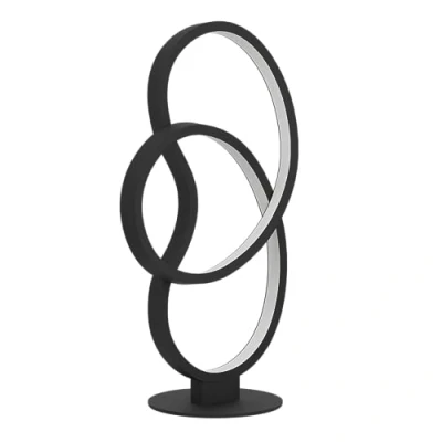 Image de EGLO Lampe de table LED Gianella, lumière chevet courbé, luminaire décoratif à poser pour salon et chambre, métal noir, blanc chaud