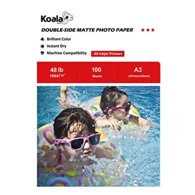 Image de KOALA Papier Photo Double Face Mat pour imprimante à Jet d&#039;encre, A3, 180 g/m², 100 feuilles. Convient l&#039;impression de Photos, Brochures, Certificats, Livrets, Flyers, Dépliants, Calendriers