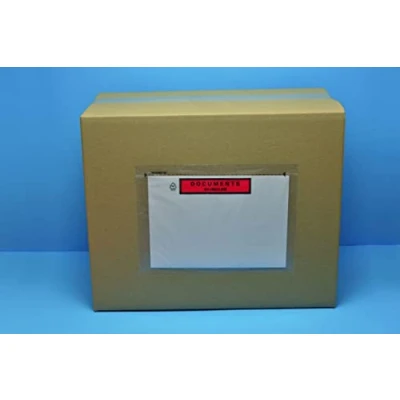 Image de APLI 18096 Boîte de 250 pochettes porte documents adhésives portant la mention&quot;Documents ci inclus&quot; imprimée sur fond rouge 228x120 mm