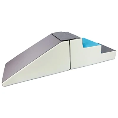 Image de Lot de 2 Grands Blocs en Mousse: Toboggan et escaliers pour crèches (Couleur: Blanc, Bleu Clair, Gris)