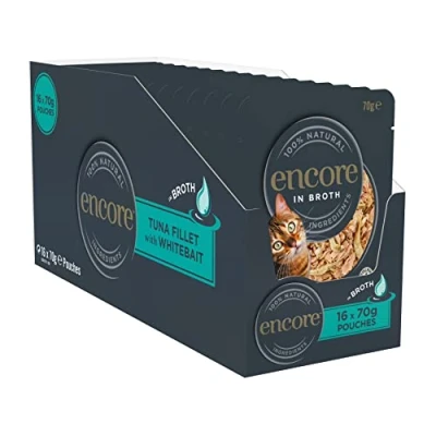 Image de Encore 100% Naturel Wet Cat Food, Tuna avec Anchovy dans Une Pochette de 70 g (16 x g)