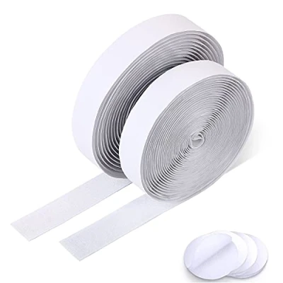 Image de Vicloon Scratch Autocollant Double Face, 8m Bande Agrippantes Adhésives, Rubans Adhésifs Hook Loop, Scratch, Adhésif pour Ménage Bricolage l&#039;artisanat Cadre Photo Blanc 20mm