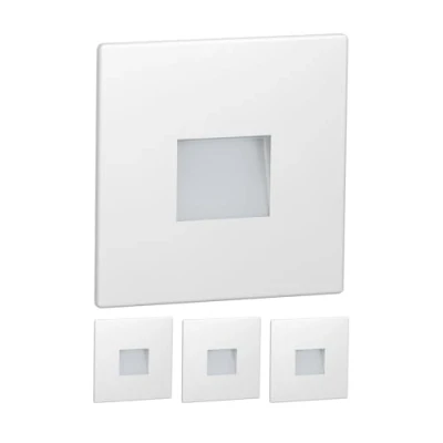 Image de ledscom.de 4 pièces Lumière d&#039;escalier LED/lampe murale encastrée FOW pour l&#039;intérieur et l&#039;extérieur, downlight, carré, 85 x 85mm, blanc froid