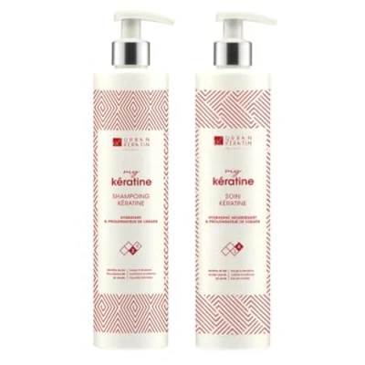 Image de Urban Keratin Kit Duo Shampoing Sans Sulfate Shampooing et Soin à la Kératine Conditioner Lissage Brésilien (400ml x2) Made In France