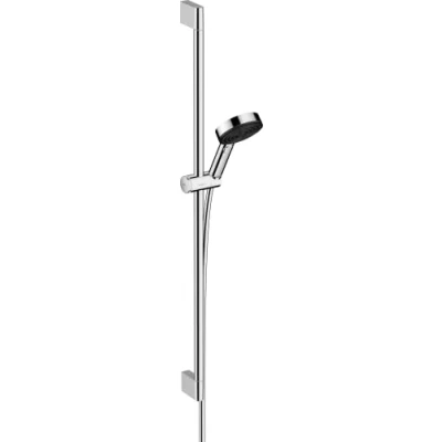 Image de hansgrohe Set de douche économie d&#039;eau Pulsify Select S, ensemble douche, pommeau (EcoSmart) avec 3 jets (Relaxation), barre 90 cm, flexible 1,60 m, chromé, 24171000