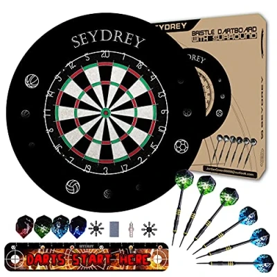Image de Cible Flechette Tour Surround Jeux de Jeu Flechettes Adulte 6 Pointe Acier,12 Ailes, Anneau Numérotation Rotatif + œil Bœuf sans Agrafes