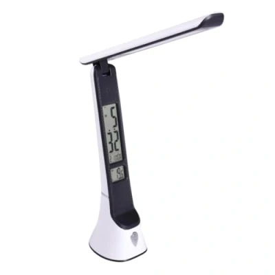 Image de JANDEI Lampe de Bureau LED 5W avec port USB, heure, date, température. 3 couleur lumière Ajustable. Contrôle Tactile. Protection des Yeux