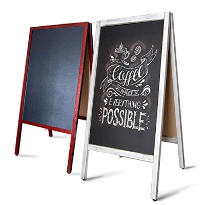 Image de MoB Présentoir publicitaire pour l&#039;extérieur Résistant aux intempéries Double face Avec cadre en bois blanc 101,5 x 50,8 5,5 cm