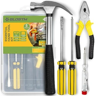 Image de BLOSTM kit d&#039;outils de base pour la maison 5 pièces à main essentiels les propriétaires ou petits outils d&#039;urgence lors vos déplacements, bricolage pratique