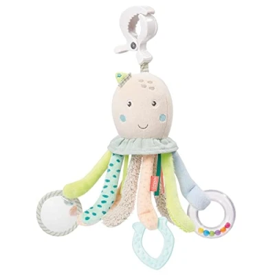 Image de Fehn Pieuvre d’Activités Jouet pour Saisir, Découvrir et Développer le Toucher, lit siège bébé anneau de dentition bébés enfants plus 0 mois.