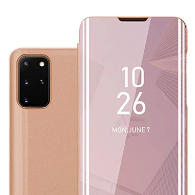 Image de cadorabo Coque Compatible avec Samsung Galaxy S20 Plus en KUNZIT Rose Miroir Clear View Pochette de Protection Fonction Support à 360 Degrés Style Livre Ultra Slim Case